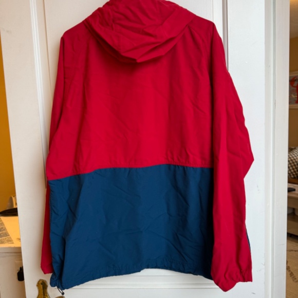 L.L. Bean Mountain Classic Anorak Jacket Windbreaker Red & Navy Blue XL - Picture 4 of 4